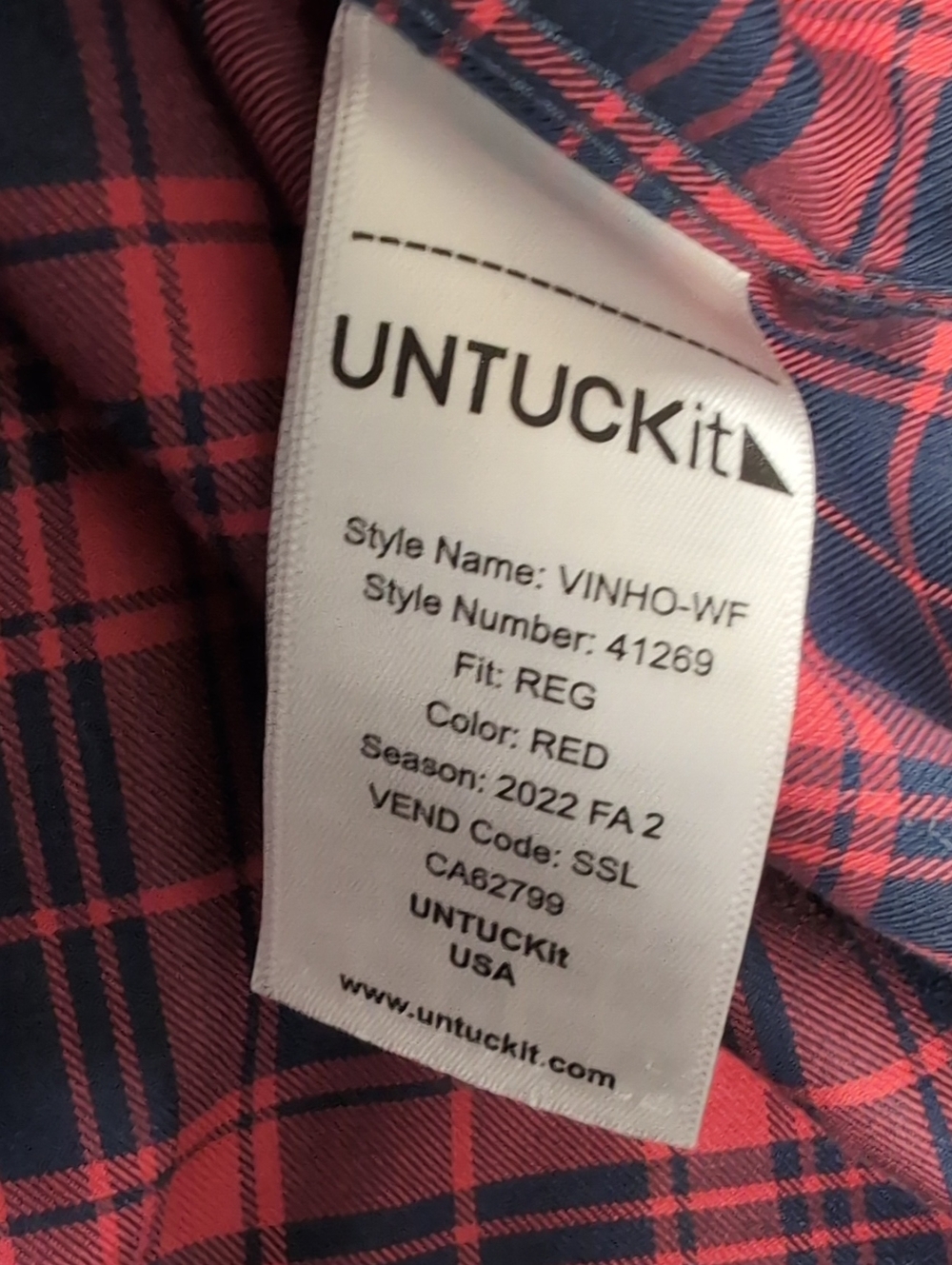 UNTUCKit Lot of 3 Plaid Cotton Wrinkle Free Long Sleeve Button Down Size Large - Picture 6 of 12